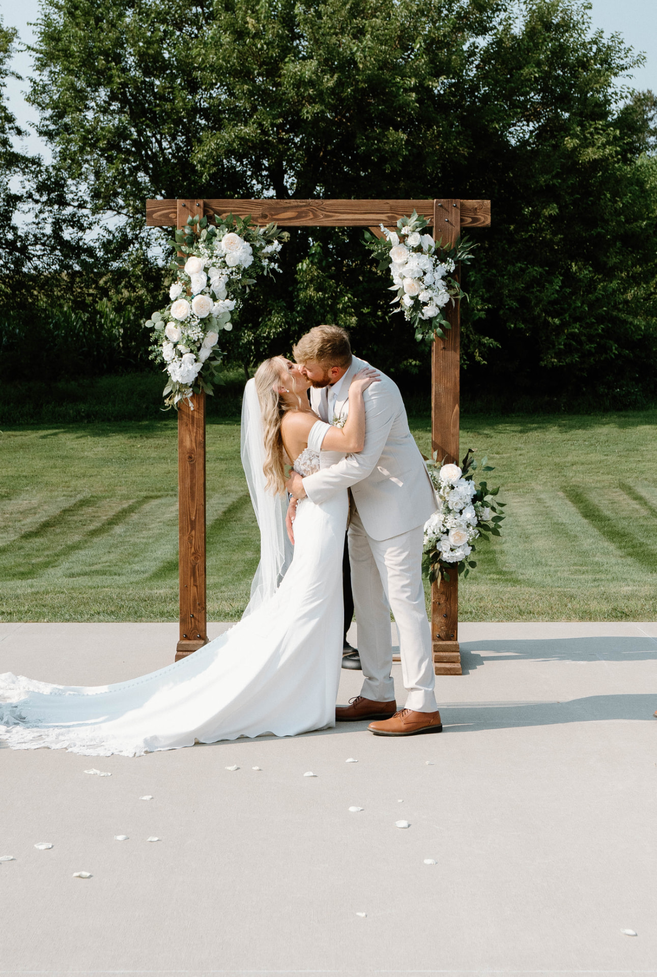Bride walking down the aisle during wedding ceremony